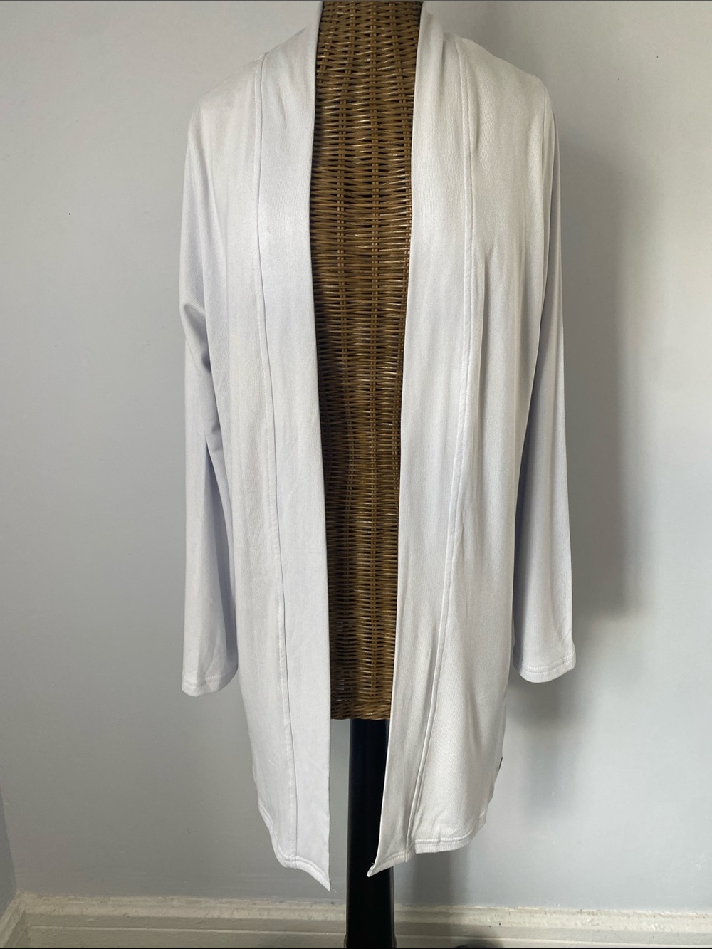 Tahari Light Grey Open-Front Lightweight Cardigan